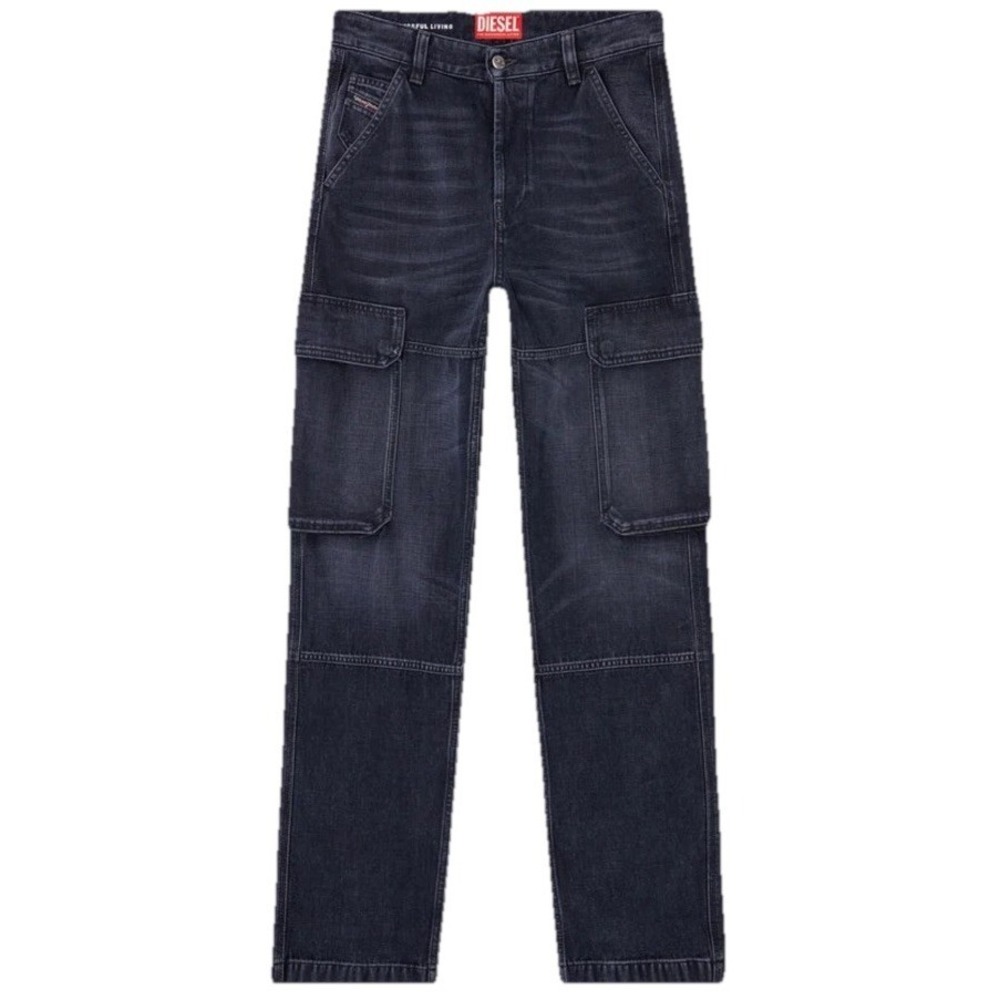 Diesel D-Pot cargo pants jeans multi pocket Black Denim Size 30 x 32